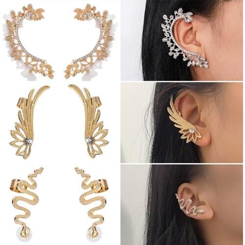Leaf Feather Snake Alloy Earrings Fashion Korean Boho Clip Earring For Women Jewelry Luxury Exaggerated Accessories