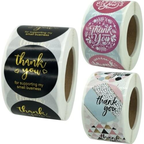 1.5" Big Thank You for Supporting My Small Business Stickers Gold Floral Seals Labels 500Pcs/Roll Perfect for Gift Shop Package