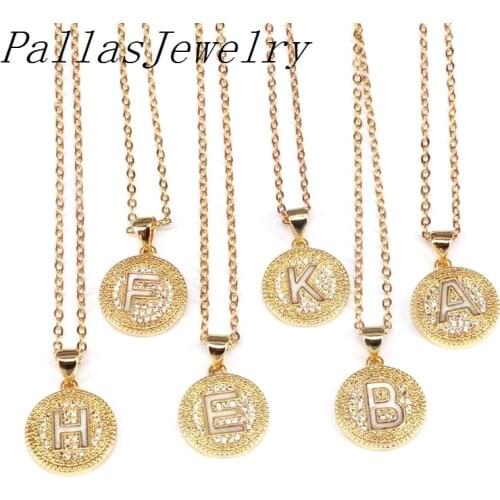 10Pcs Metal Copper Cubic Zirconia Enamel Alphabet A-Z Letters pendant Micro Pave CZ Pendant Necklace Jewelry Gift