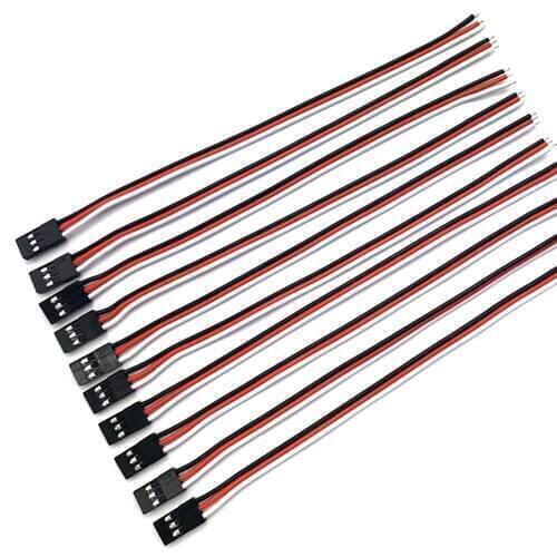 100Pcs 50cm Single Header Male 3P 30 Core Filaments DuPont Wire Extension Leads For Airplane Model Serve Motor Black-Red-White