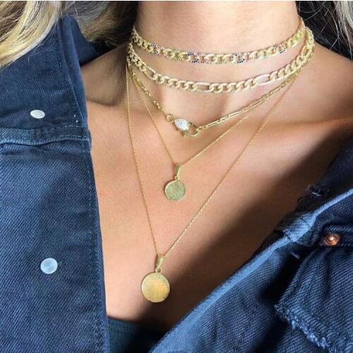 2020 female bling hip hop micro pave white rainbow colorful cz miami cuban link chain choker girl women jewelry necklace 35+10cm