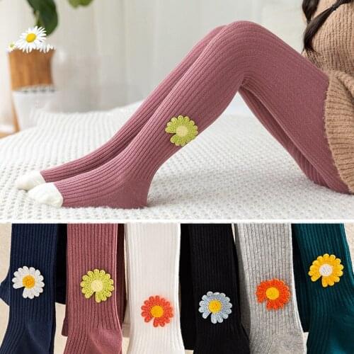 6 Colors Kids GirlsDaisy Pantyhose Autumn Winter Tights Baby Girl Socks Cute High Waist Knitted Stockings for Girls