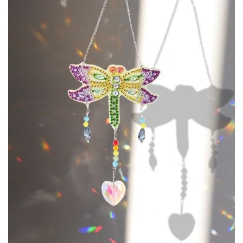 DIY 5D Diamond Painting Crystal Pendant Light Catching Jewelry Ornaments Creative Wind Chime Pendant Garden Window Curtain Decor