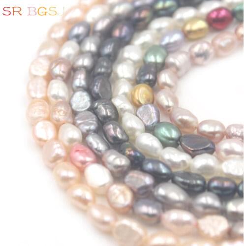 Free Shipping 5x7mm Mini Small Freeform Baroque Rice Freshwater Natural Pearl Bail Spacer Seed Beads Strand 15"