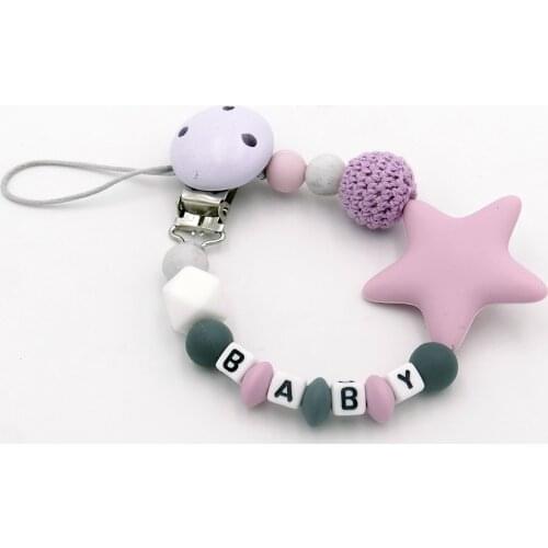 Free Personalized Name Silicone Pacifier Chain Baby Teething Silicone Teether Pacifier Clip Chupetero Teether