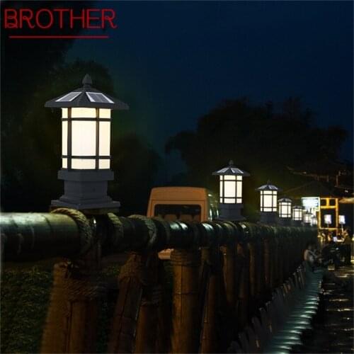 BROTHER Patio LED pillar lighting Solar Waterproof Modern Outdoor Post Light Fixture For Porch Balcony Courtyard Villa