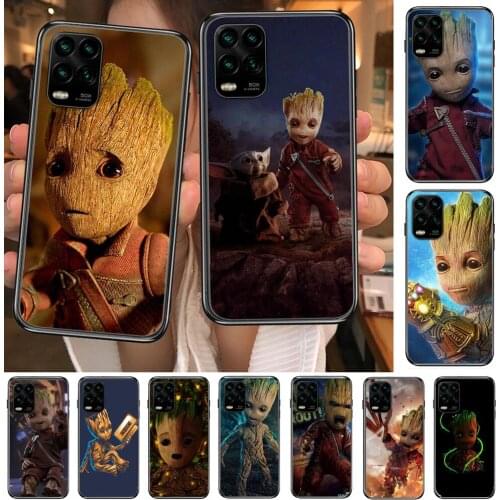 Groot cartoon Phone Case For XiaoMi Redmi Note 10 9S 8 7 6 5 A Pro T Y1 Anime Black Cover Silicone Back Pre