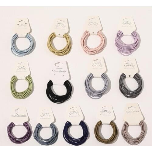 10 PCS/set All-match Base Hair Bands Large Intestine Hair Circle Elasticity Girls Head Rope Candy Color Small Rubber Band