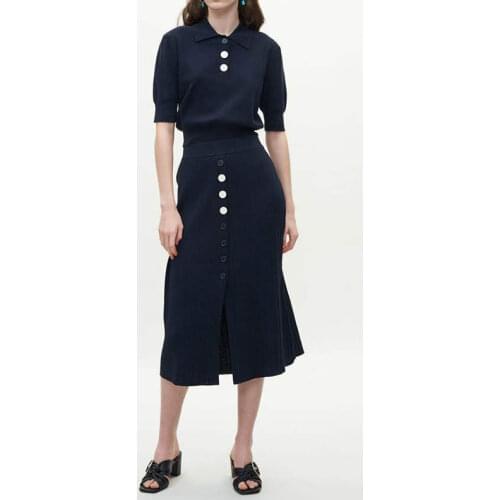 Patads French Lapel princess sleeve T-shirt + vertical front split skirt