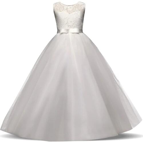 Kids Girls Exquisite First Holy Communion White Tulle Dresses Girls Party Long Prom Gowns dresses for Girls Children Clothing