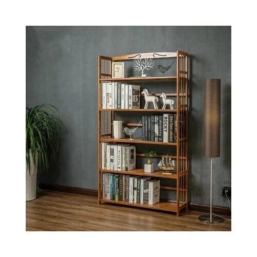 Solid Wood Bookshelf Elegant Book Display Rack Standing Living Room Shelves Kitchen Storage Book Magazine Organizer CD Holder