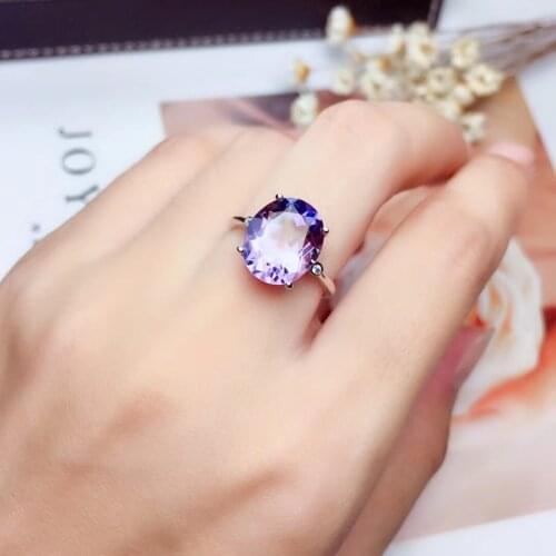 Shiny pure purple Amethyst gemstone ring for women jewelry with silver good cut cost effect hot selling gift style