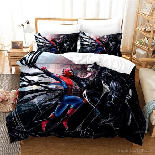 3D Venom Spiderman Bedding Set Disney Marvel Avengers Alliance Duvet Cover Set Home Textile Bedclothes Twin Full Queen King Size