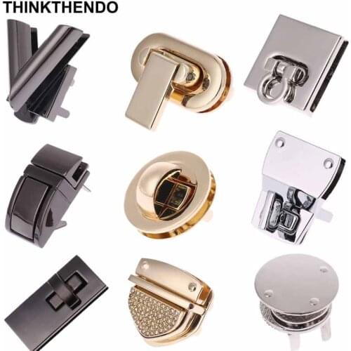 Metal Lock Round Rectangle Bag Case Buckle Clasp For Handbags Shoulder Bags Purse Tote Accessories DIY Craft With diamond