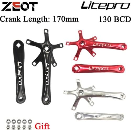 Litepro Folding Bike Crankset Ultra-light Square Crank 170MM CNC Aluminum Alloy BMX Bicycle 130BCD Chainwheel Parts Accessory