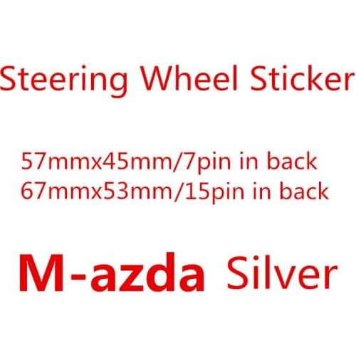 M-azda 57mm 67 Chrome Silver ABS 3D V Logo Auto Car Steering Wheel Logo Badge Emblem Stickers Decals Accessories Car Styling 074