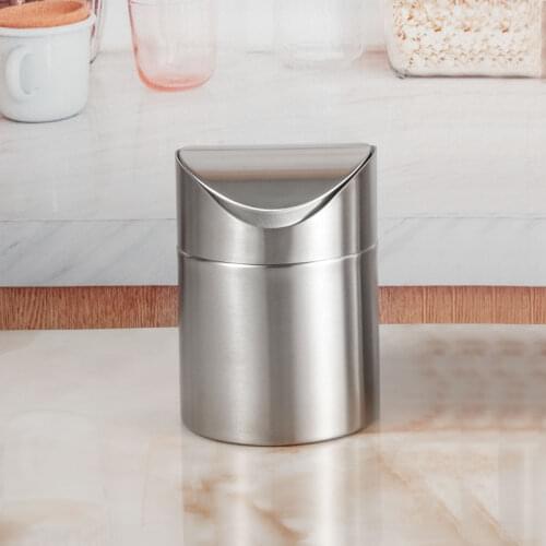 Mini Trash Can For Desk With Can Small Tiny Countertop Trash Bin Can For Office Bathroom Kitchen Waste Basket 1.5 L/0.40 Gal
