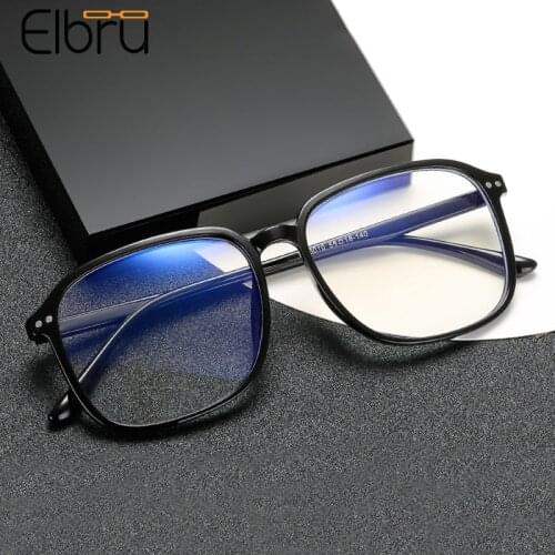 Elbru Fashion Square Oversized Anti Blue Ray Glasses Frame Retro Unisex Eyewear Clear Lens Glasses Men Women Opticlal Eyeglasses