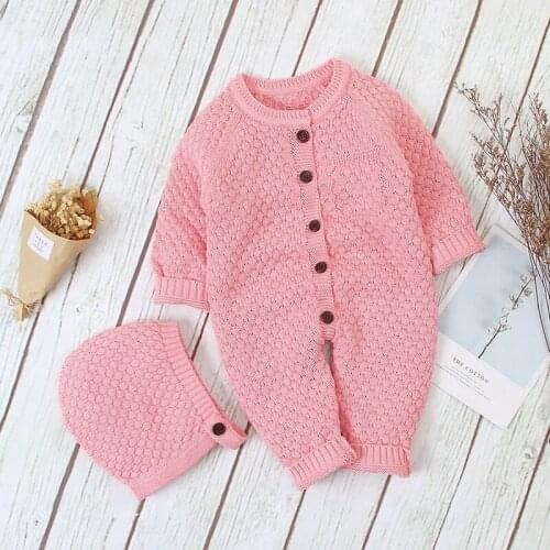 2020 Autumn And Winter New Baby Jumpsuit Front Buckle Knitted Jumpsuit Infant Clothing Newborn Baby Cotton Romper Baby Outfits