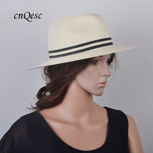 2019 NEW DESIGN Ivory/blackTrilby Fashion straw hat summer hat beach hat,UNISEX,free shipping