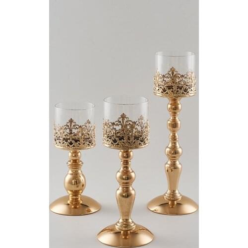 New hot plated wrought iron candlestick glass candlestick ornaments retro wedding props Amazon creative candle holders