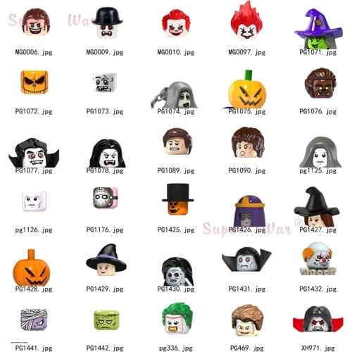 Single Halloween movie Scarecrow Ghost Zombie Vampire Clown Horror Theme Figures Head accessories Building Blocks toy Series-088