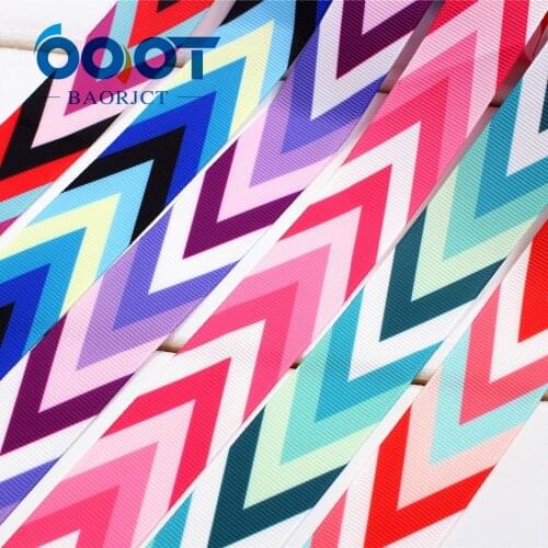 OOOT BAORJCT 173061 , 1'' 25MM wave Printed grosgrain ribbon, DIY handmade Hair accessories Material wedding gift wrap