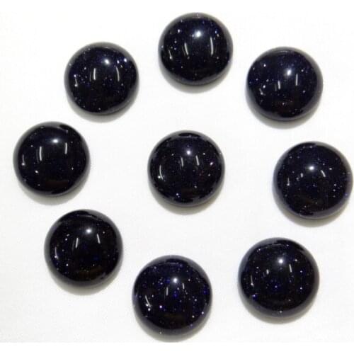 Wholesale 50Pcs/lot natural Blue sand stone round charm 16mm cabochon no hole beads for jewelry making DIY Ring accessories