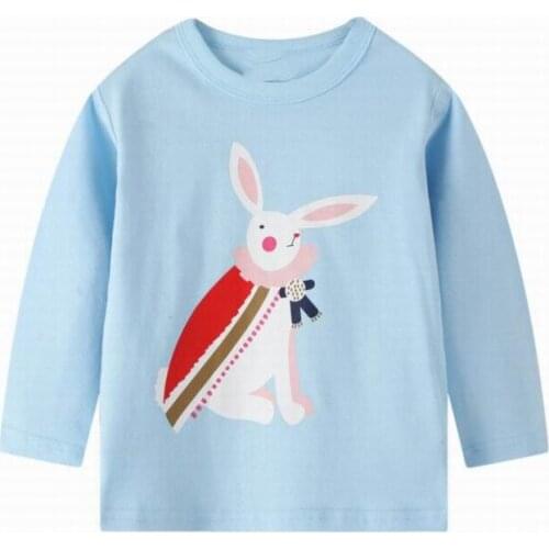2-7 Years Children Kids Tops New Spring Baby Boy Girls Long Sleeve Rabbit T Shirt Cotton Children Shirts Clothes