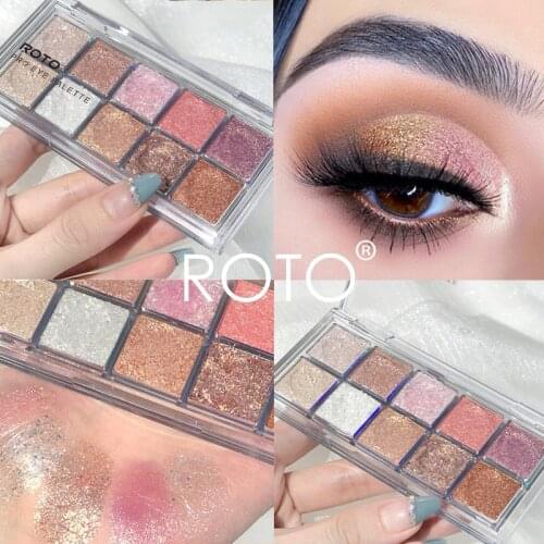 ROTO Acrylic Matte Glitter Eyeshadow Palette Glitter Shimmer and Shine Eye Shadow Makeup Palette Nude Smokey Eye Pigments
