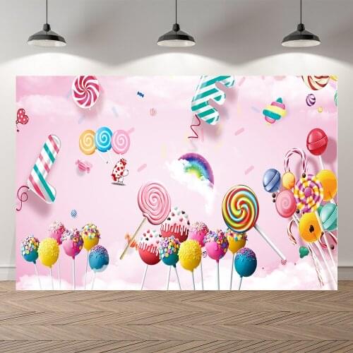 Seekpro Baby Shower Candy Party Girls' Birthday Backdrop Customized Balloon Kids Party Decorations Background Photocall