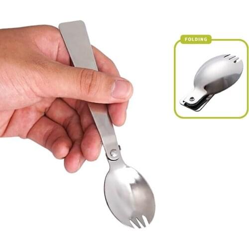 Stainless Steel Foldable Fork Mini 3-fold Portable Tableware Flatware Outdoor Camping Hiking Picnic Tableware