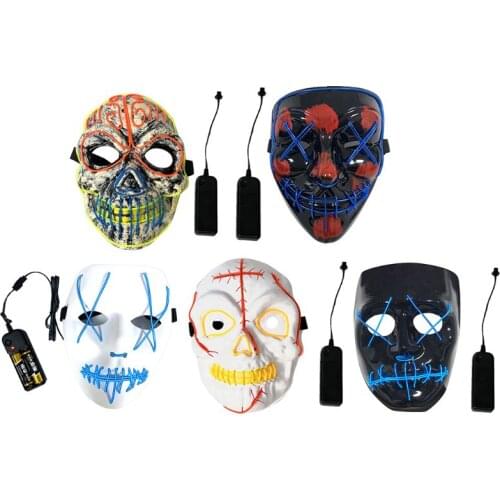 LED Horror Glow Mask Halloween Themed Costume Party Scary Ghost Face Death Skull Skeleton Mask Horrifying Cosplay Props
