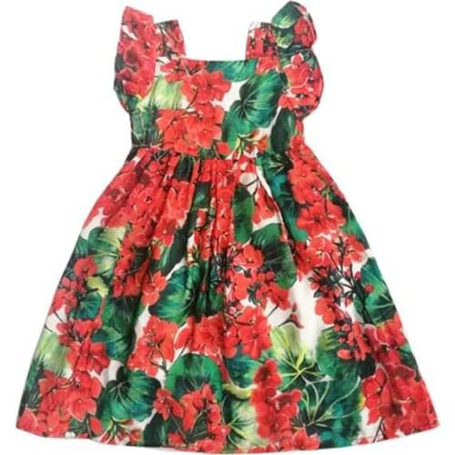 Flower Vest Dress Baby Knee-Length Girls Dress Kids Dresses For Girls Sleeveless Cute Princess Dress