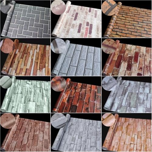 10M Home Decor 3D PVC Wood Grain Wall Paper Brick Stone Wallpaper Self-Adhesive Living Room Bedroom 3D Wallpapers Decoration