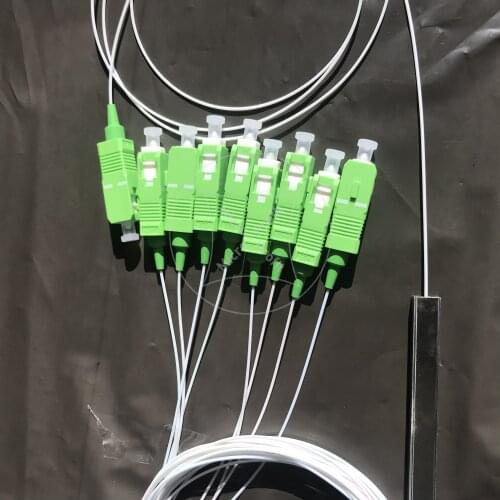 100PCS/Lot 1X8 SC/APC PLC Splitter SM 0.9mm G657A1 PVC 1m FTTH Fiber Optic Splitter SC APC High Quality free shipping