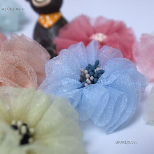 2/20/100 pieces Artificial Gauze silk Flower Heads wedding decoration Birthday Decorative Faux Gifts hair dress accessory A24