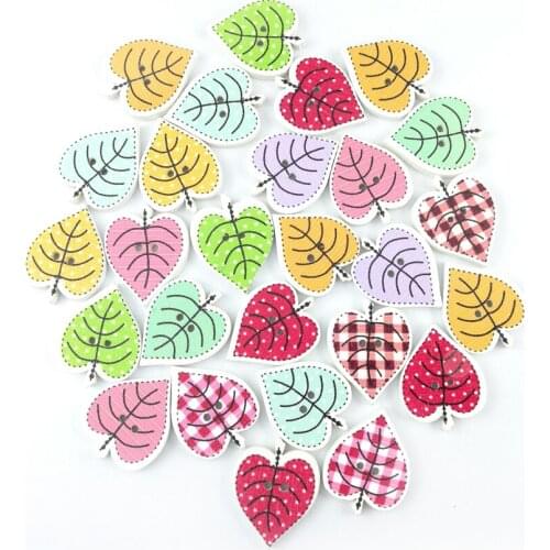 80Pcs/Lot Creative Fancy Bulk Mixed Leaf Wooden Button Sewing Accessories Decorative Buttons Handmade Scrapbooking Craft DIY