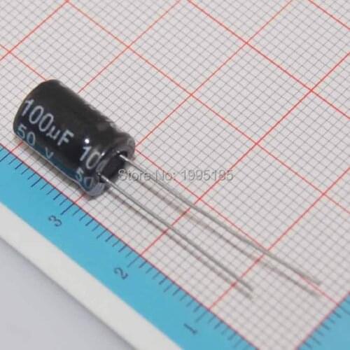 50pcs Aluminum electrolytic capacitor 100uF 50V 8*12 Electrolytic capacitor