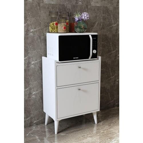 White Softcover Bread Cabinet Microwave Oven Pantry Shelving Breadstuff Stand Cabinet Kitchen Spice Cabinet
