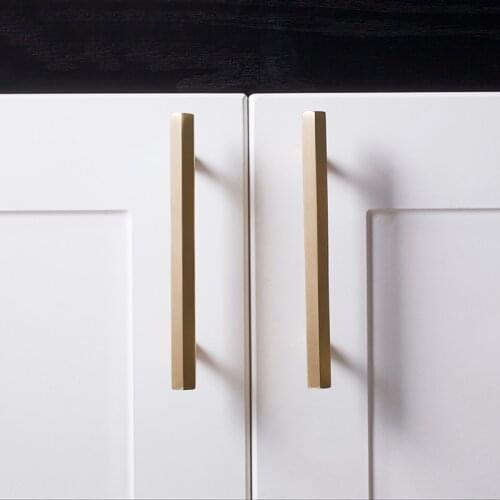 Nordic Brass Six-side Long Handles Drawer Pulls Wardrobe Handles Cabinet Knobs and Handles Solid Golden Small handles