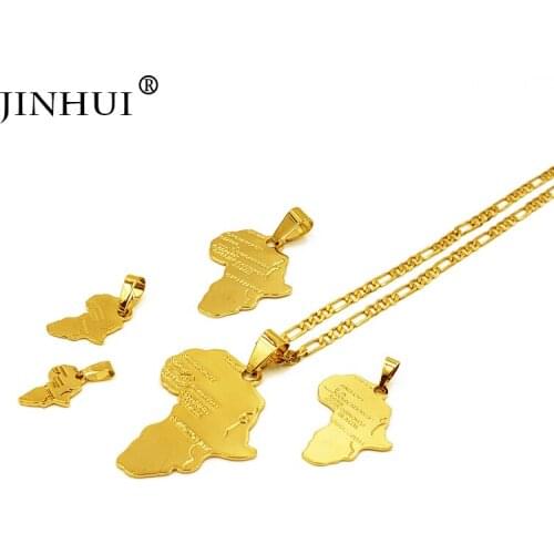 JINHUI fashion women new gold color map necklaces pendant 45/60cm chain Giving girl Friend gifts Jewelry Party wear Wholesale