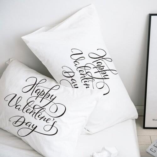 Custom Pillow Case Pillowcase 50x70 50x75 50x80 70x70 Decorative Pillow Cover White Happy Valentines Day Bedding Drop Shipping