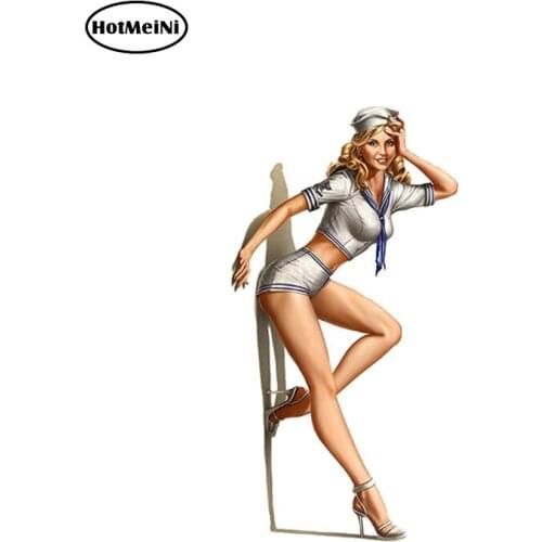 HotMeiNi Blonde Sailor Ver.2 Pin Up Girl Decal Waterproof Car Accessories bumper window car sticker 15cm x13cm