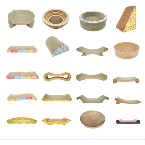 Cute Cat Ccratcher Corrugated Paper Pet Grinder Wear-resistant Claw Bite Square Wave Cardboard Cat Toy Send Catnip