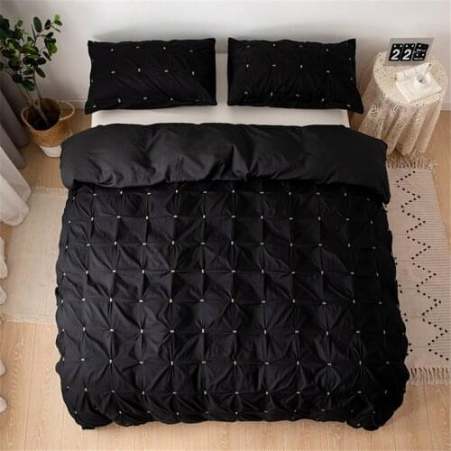 Twin Size Bedding Bed Linen Euro Set Plain Color Square Duvet Cover Set Queen Size Royal Palace Bed Covers luxury Black 5 Color