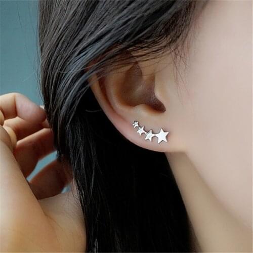 925 Sterling Silver Star Stud Earring for Women Girl Wedding Gifts Jewelry pendientes plata de ley 925 mujer eh393