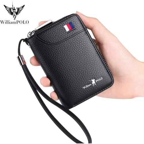 WILLIAMPOLO new Leather key bag multifunctional waist key bag leather wallet zipper car key chain bag for men and women
