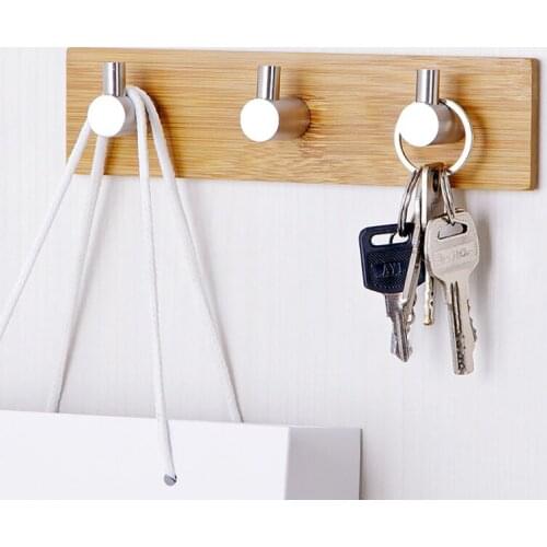 New Stainless Steel Wall Hooks Home Decor Coat Clothes Bags Keys Hangers Punching-free Wood Hooks Behind-door Tower Hanger Shelf