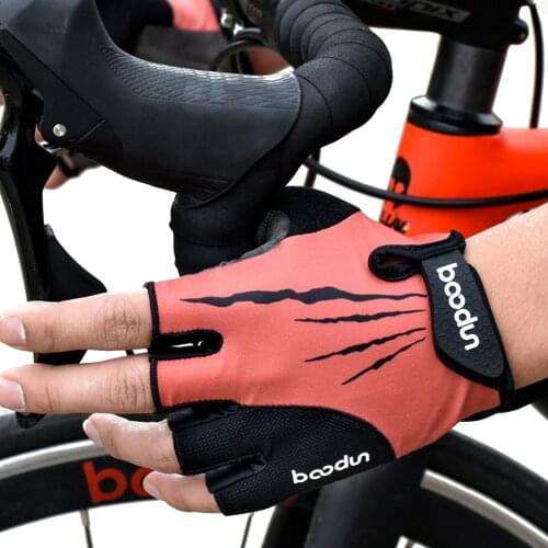 Men and Women Cycling Gloves Breathable Non-Slip Velcro Half-Finger Cycling Mountaineering GlovesBicycle Gloves Gray/Coral Pink